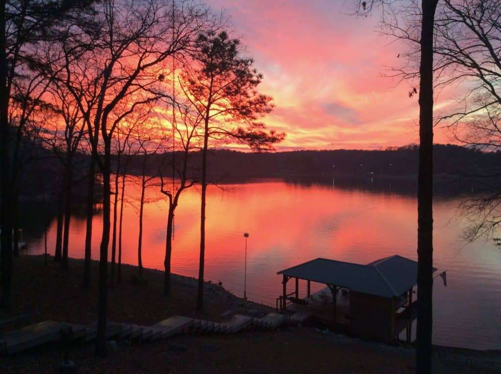 sunset over lake