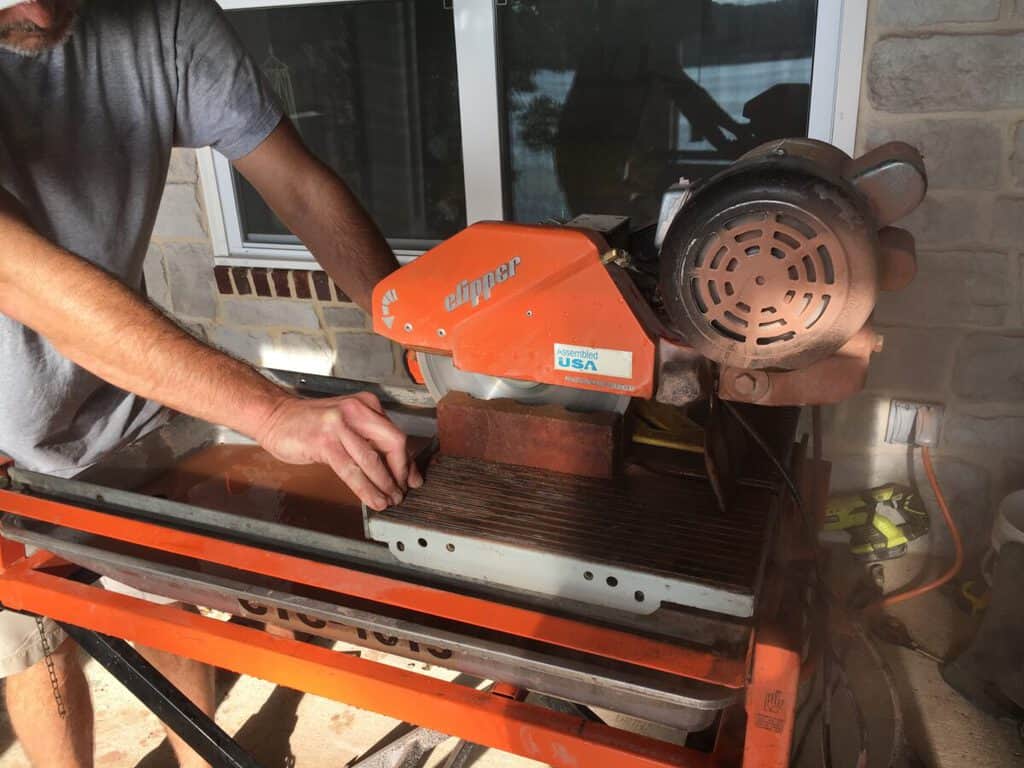 cutting brick with brick cutter